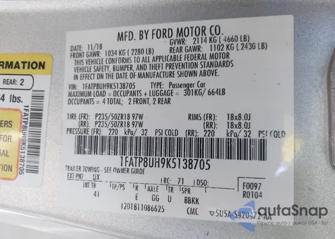 2019 Ford Mustang Ecoboost Premium from USA, damaged, VIN 1FATP8UH9K5138705